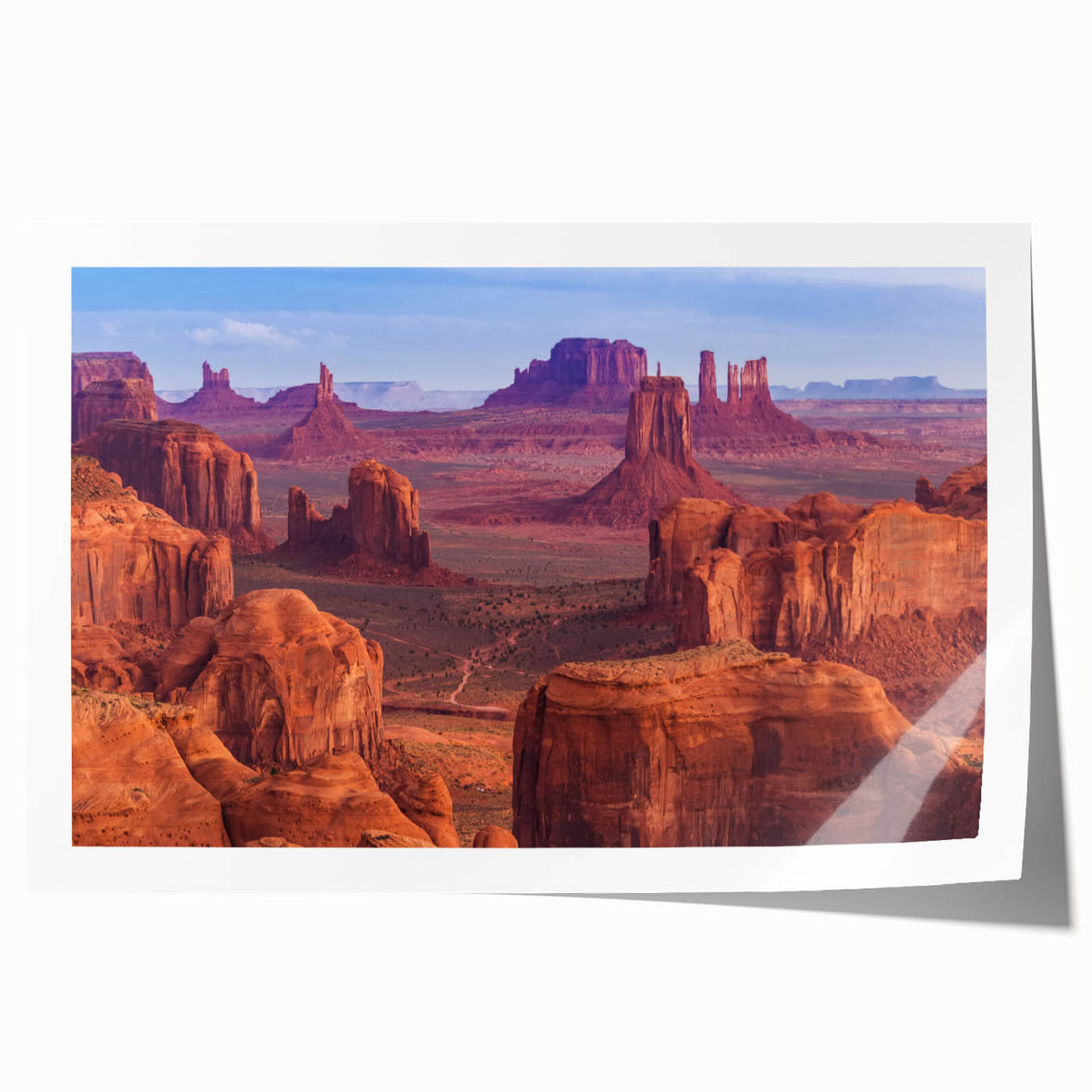 Grand Canyon landscape on rolled canvas, featuring earthy red and orange tones, ideal for dining room wall art.