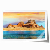 Extra large wall art of Lake Powell, Arizona, in muted earth tones on a rolled print, suitable for dining room decor.