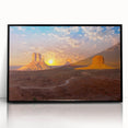 Large abstract wall art depicting Monument Valley in muted earth tones on a framed acrylic.