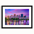 Extra large abstract art print of colorful, textured scenery of Arkansas, in a black frame with mat.