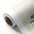 Art deco poster of Alcatraz in muted gray and blue tones on rolled canvas, suitable for dining room decor.