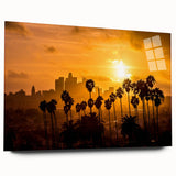 Acrylic print of a large abstract depiction of Beverly Hills in muted earth tones, ideal for bedroom or dining room art.