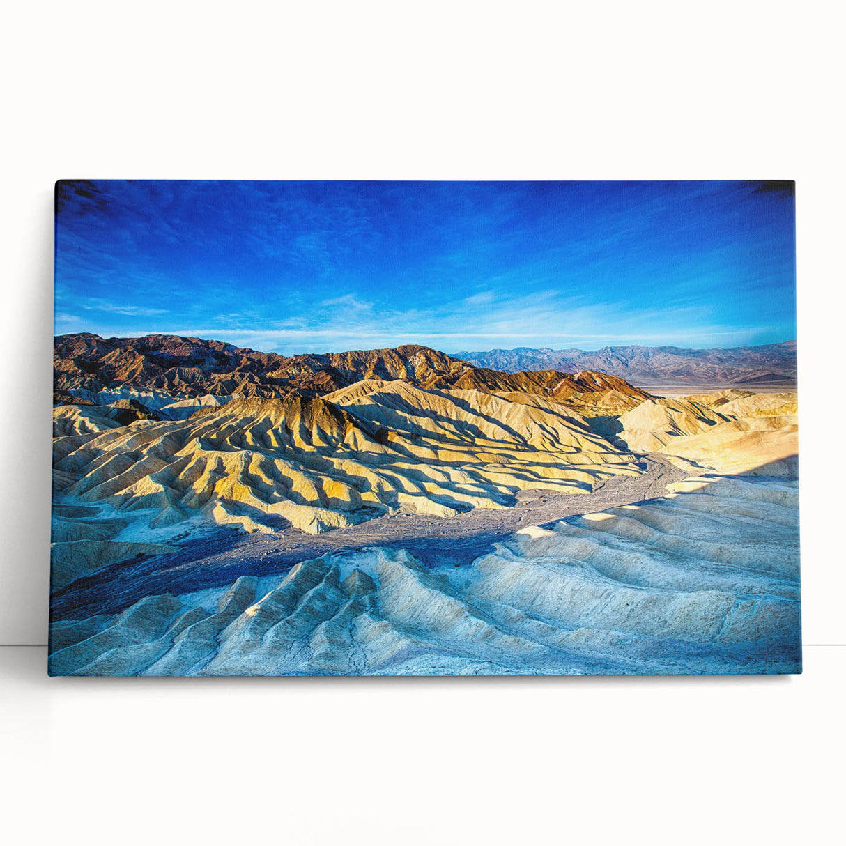 Black and white stretched canvas of Death Valley landscape, ideal for kitchen wall art or bedroom ambiance.