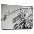 Acrylic print of a large abstract depiction of the Hollywood skyline in muted earth tones.