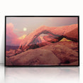 Large abstract wall art depicting Joshua Tree landscape in muted earth tones on a framed acrylic.