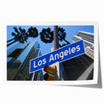 Rolled print of Los Angeles skyline with soft pastel shades, ideal for art wall dining room decor.