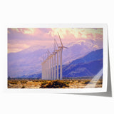 Palm Springs landscape on rolled print, featuring pastel sunset hues, ideal for art wall dining room.