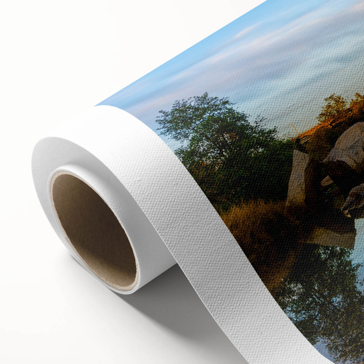 Art Deco poster of Sacramento skyline in soft pastel shades on rolled canvas, ideal for nursery wall art.