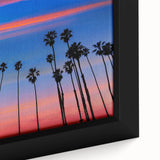 Extra large framed canvas depicting a textured, colorful Santa Barbara scenery in black, ideal for living room decor.