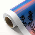 Art Deco style poster of Santa Barbara scenery in pastel shades on rolled canvas, ideal for nursery wall art.