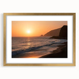 Extra large abstract art print of Santa Monica scenery in textured style with gold frame, ideal for living room decor.