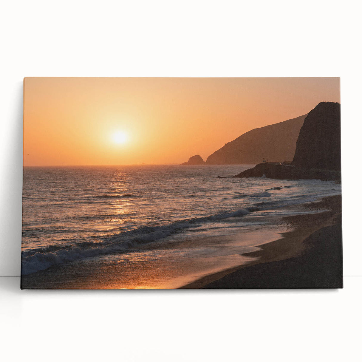 Black and white stretched canvas of Santa Monica pier, ideal for kitchen wall art.
