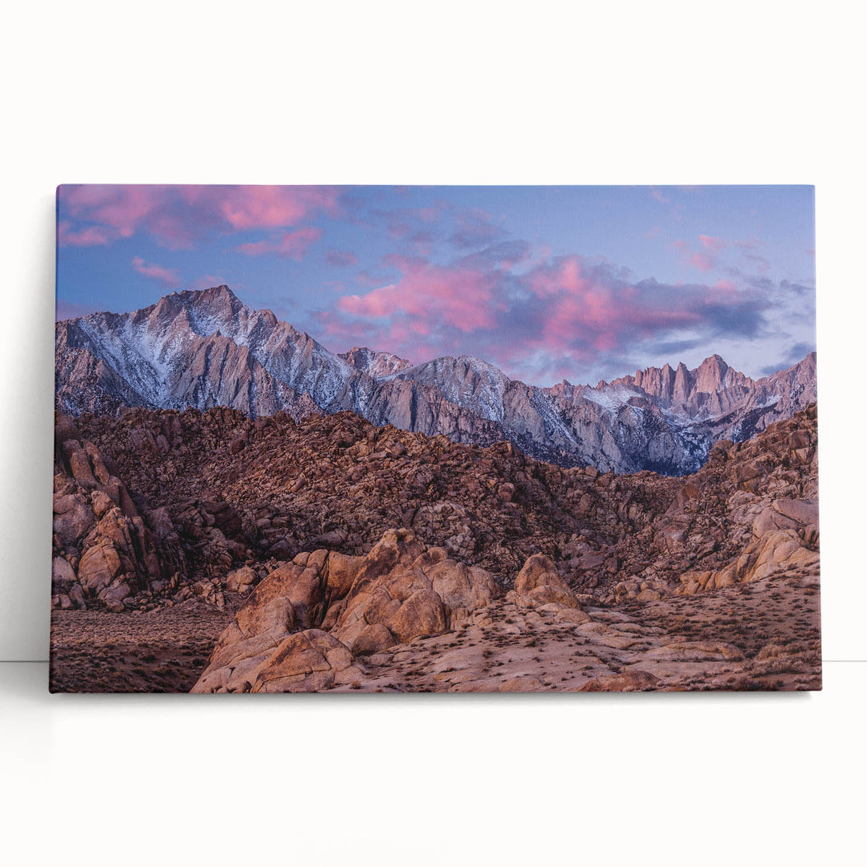 Black and white photograph of Sierra Nevada on stretched canvas, ideal for kitchen wall art or bedroom.