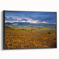 Black and white framed canvas of Sonoma landscape, ideal for bedroom wall art, featuring vintage poster style.