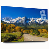 Large abstract depiction of Aspen, Colorado in muted earth tones on acrylic glass, suitable for bedroom or dining room art.