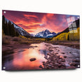 Acrylic print of Maroon Bells, Colorado, in vibrant autumn colors, ideal for dining room decor.