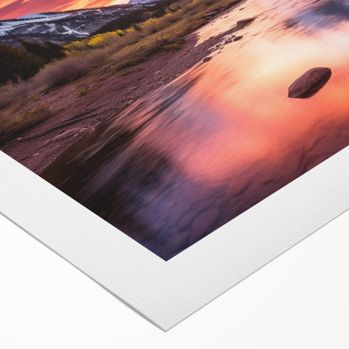 Art deco poster of Maroon Bells, Colorado in muted earth tones on rolled canvas, suitable for dining room decor.
