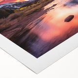 Art deco poster of Maroon Bells, Colorado in muted earth tones on rolled canvas, suitable for dining room decor.