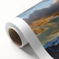 Art deco poster of Telluride, Colorado scenery on rolled canvas, featuring muted earth tones, ideal for nursery wall art.