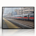 Large abstract wall art depicting a Connecticut scenery in muted earth tones on a framed acrylic.