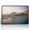 Large abstract wall art depicting Daytona scenery in black and white on framed acrylic, suitable for modern art wall decor.