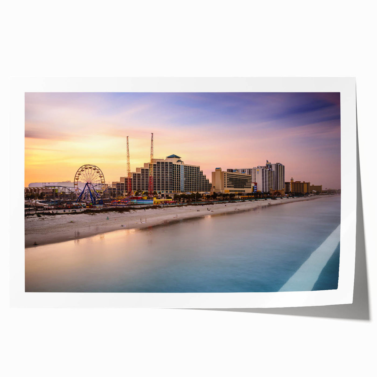 Rolled print of Daytona scenery with vibrant floral elements, suited for art wall dining room or classy bathroom decor.