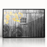 Large abstract wall art featuring a Delaware scenery in muted earth tones on a framed acrylic.