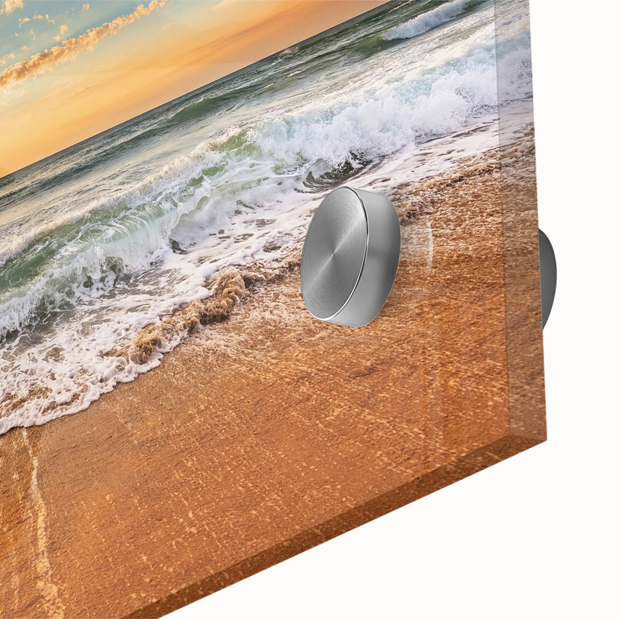 Large abstract wall art of Fort Lauderdale in muted blue and green shades on acrylic glass.