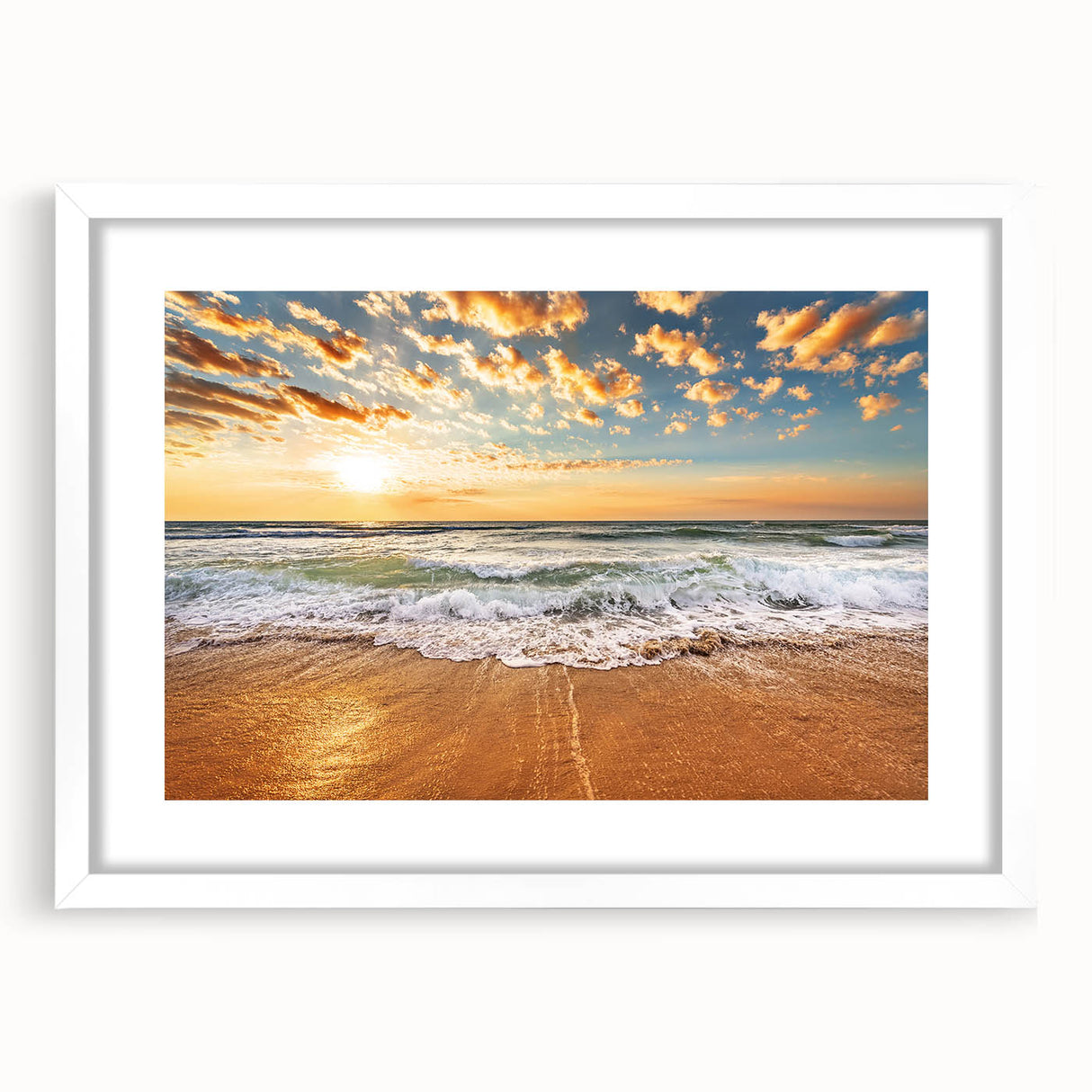 Abstract art print of Fort Lauderdale skyline in muted blue and gray tones on a framed white mat.