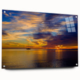 Acrylic print of the Florida Keys with vivid blue and green tones, ideal for dining room decor.