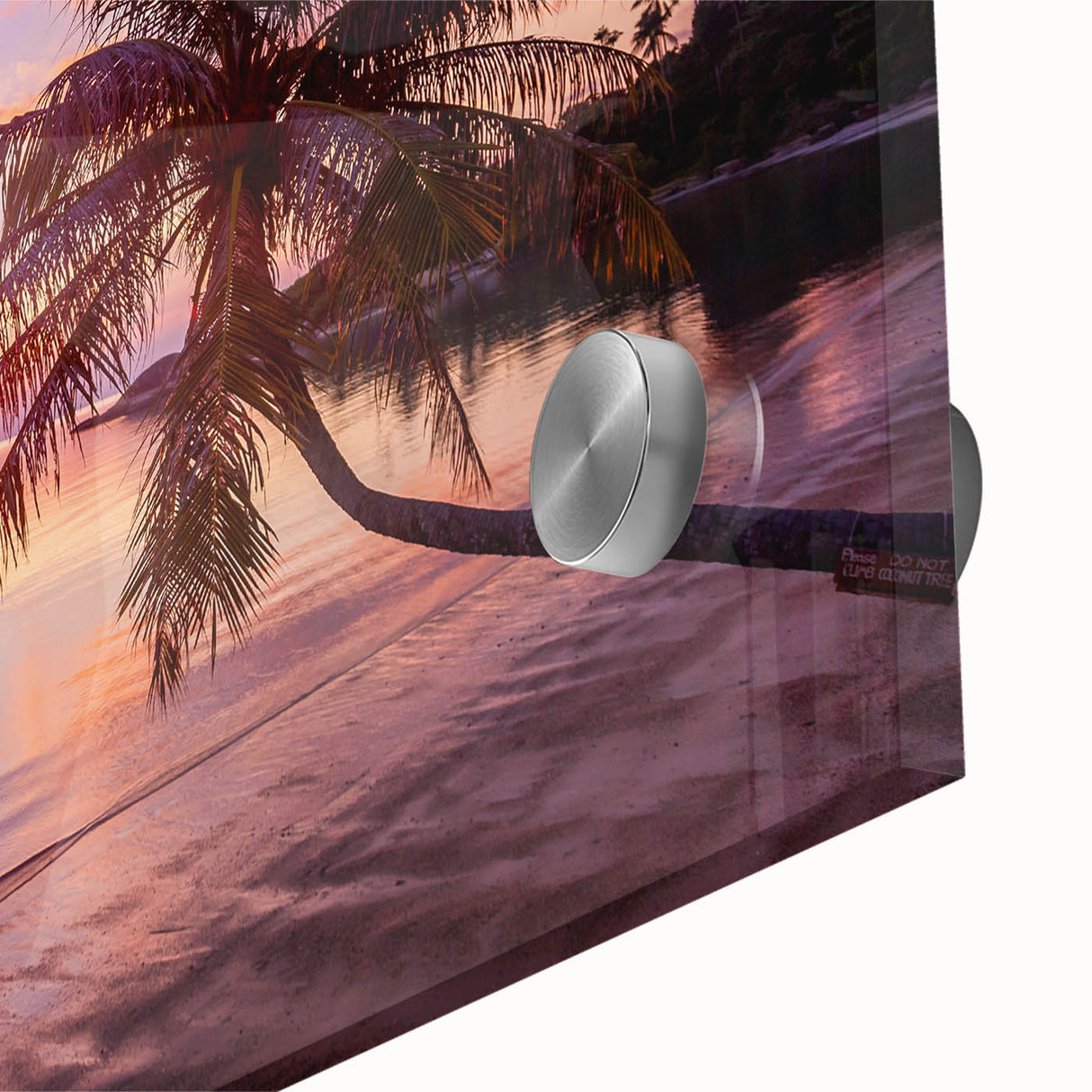 Large abstract wall art featuring a stylized Palm Beach scene in pastel shades on acrylic glass, ideal for dining room decor.