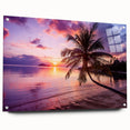 Acrylic print of a serene Palm Beach scenery with soft blue and pink hues, ideal for bedroom or dining room decor.