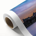 Art Deco poster of Savannah skyline in muted pastel shades on rolled canvas, ideal for nursery wall art.