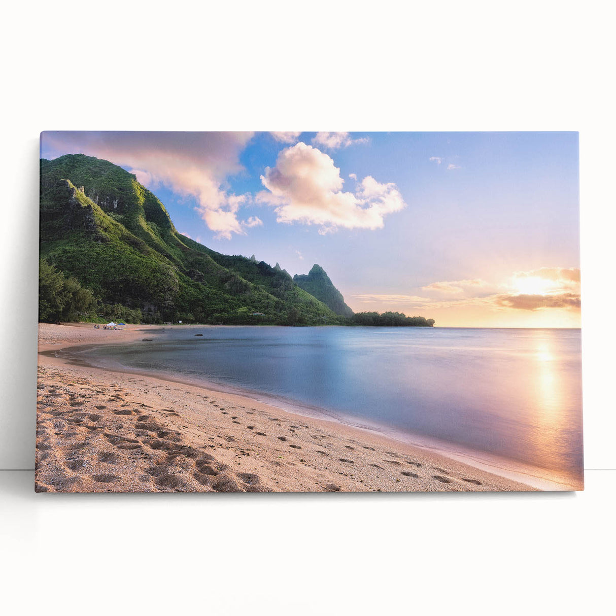 Black and white stretched canvas of Kauai scenery, ideal for kitchen wall art or bedroom ambiance.