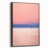 Black and white framed canvas of Lake Michigan, featuring a vintage landscape design, ideal for bedroom wall art.