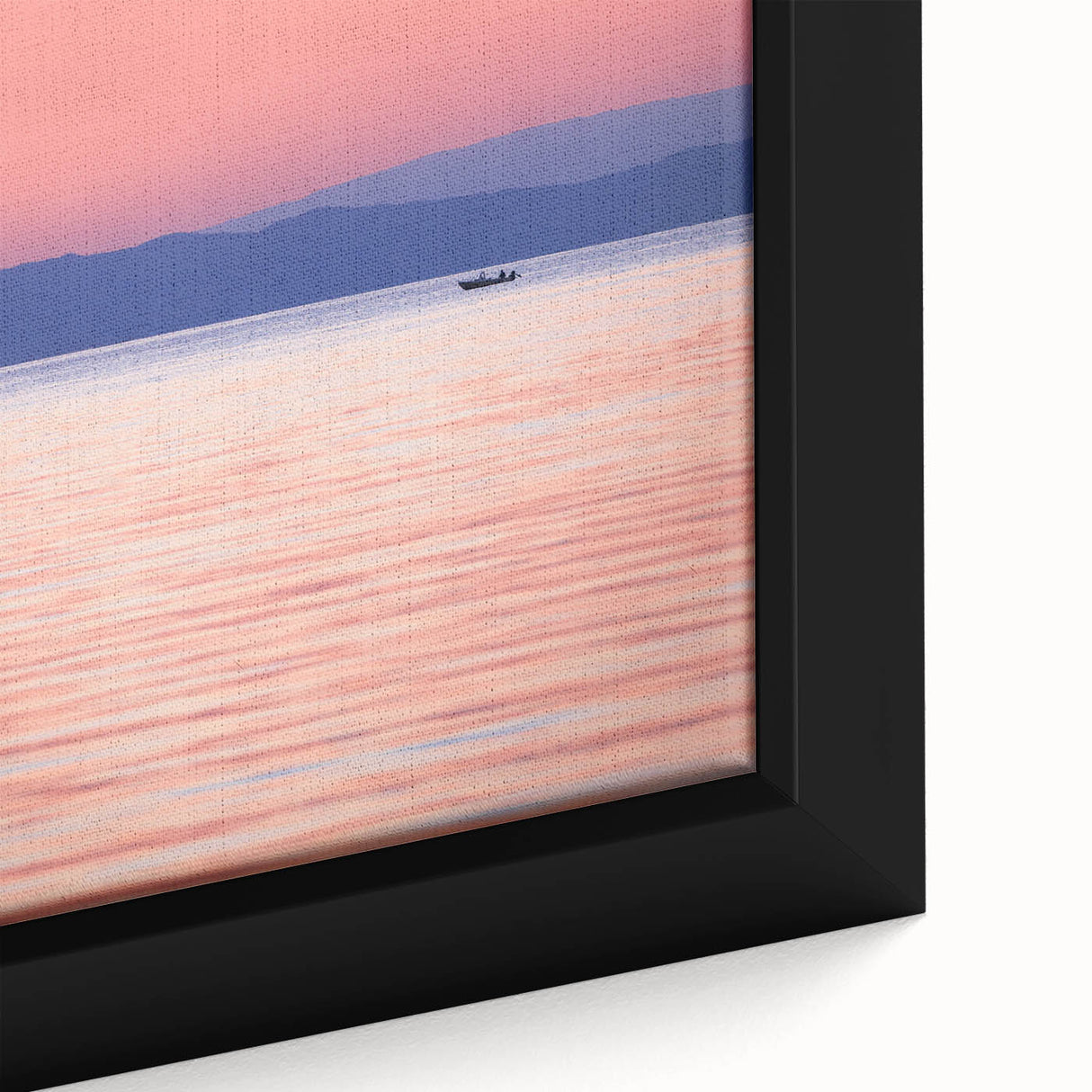Extra large framed canvas of Lake Michigan with textured, colorful art on a black background, ideal for living room decor.
