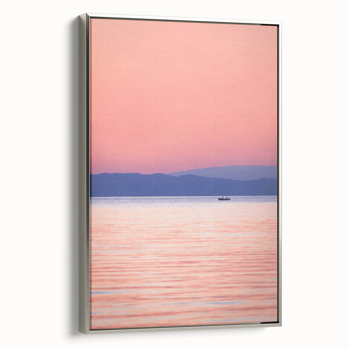 Framed canvas depicting a vintage-style landscape of Lake Michigan, featuring a palette of black and colorful art.