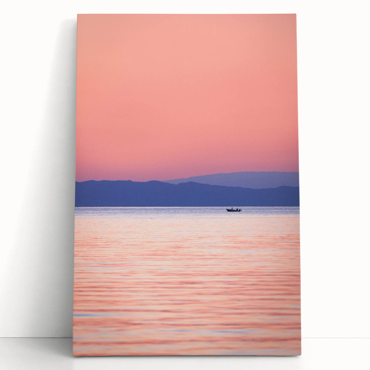 Black and white image of Lake Michigan, large stretched canvas, ideal for kitchen wall art or bedroom ambiance.