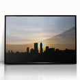 Large abstract wall art depicting the Indianapolis skyline in muted black and gray tones on a framed acrylic print.