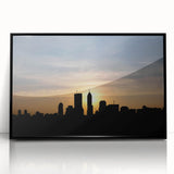 Large abstract wall art depicting the Indianapolis skyline in muted black and gray tones on a framed acrylic print.