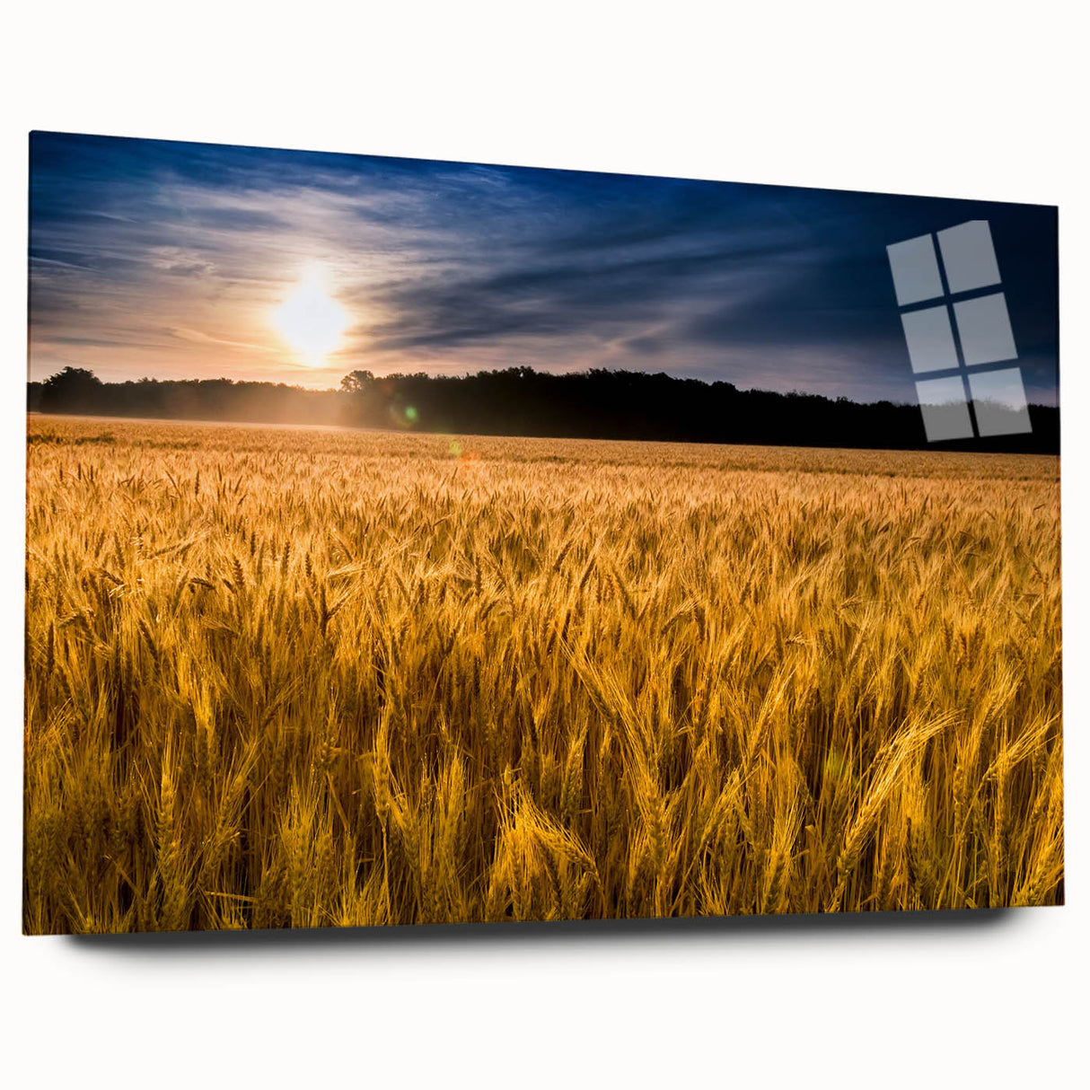 Large abstract depiction of Kansas scenery on acrylic glass, in muted earth tones, suitable for bedroom or dining room decor.