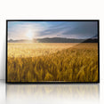 Large abstract wall art depicting a Kansas scenery in muted earth tones on a framed acrylic.