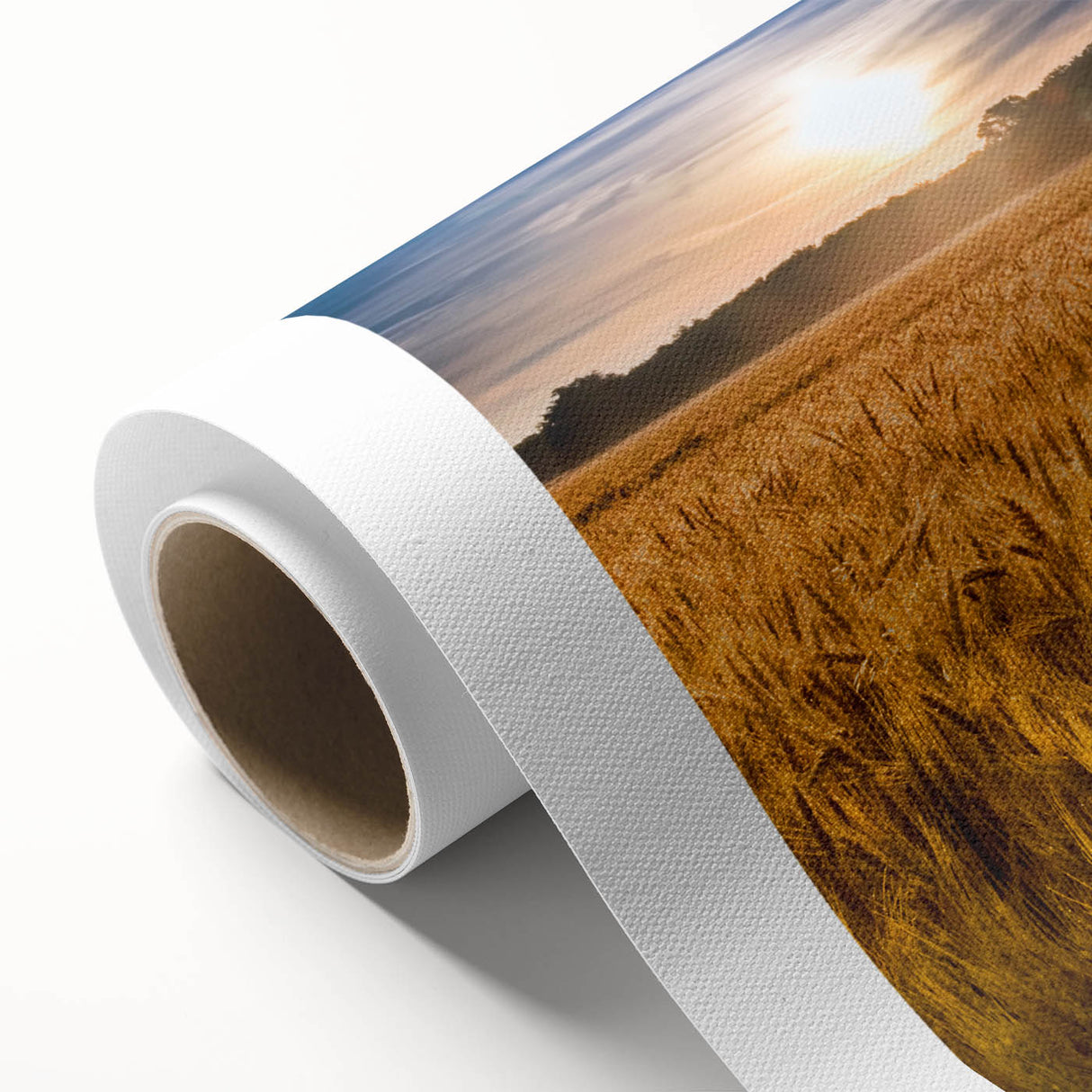 Art Deco style poster of Kansas scenery on rolled canvas, with muted earth tones, ideal for nursery wall art.