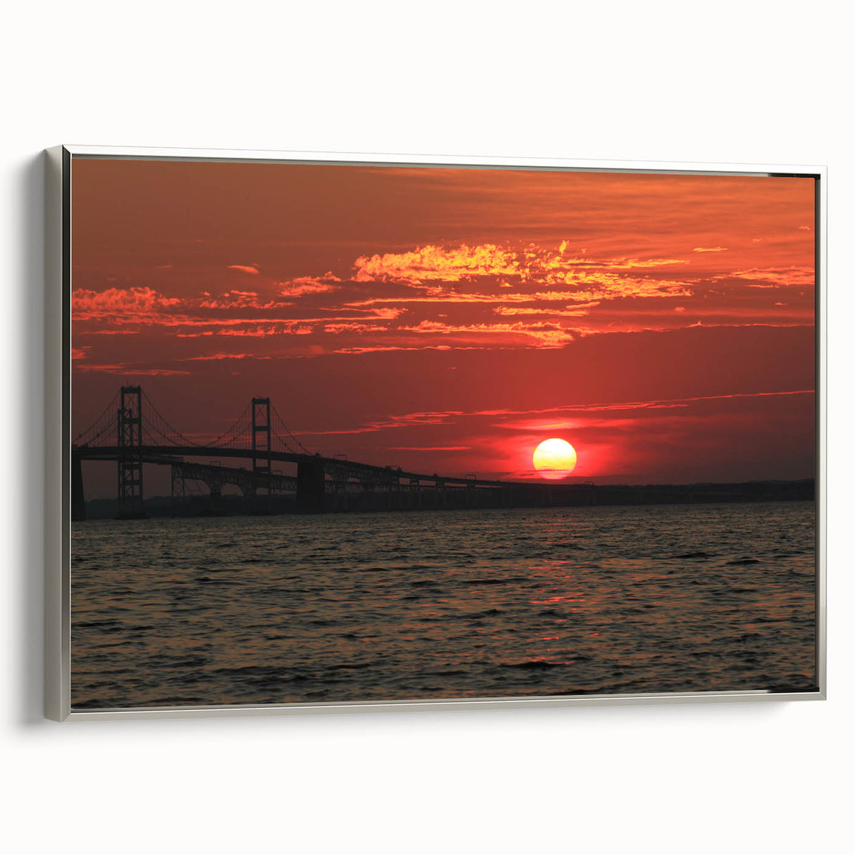Framed canvas featuring a vintage-style landscape art painting of Annapolis, Maryland, with colorful and black elements.