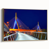 Framed canvas of a vintage-style Boston landscape painting in black and gold tones, ideal for bedroom wall art.
