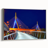 Framed canvas of a vintage-style Boston landscape painting in vibrant colors on a black background, ideal for office decor.