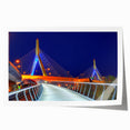 Rolled print of Boston skyline in muted blue tones, ideal for art wall dining room.