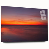 Acrylic print of a large abstract depiction of Cape Cod in muted blue and green tones.