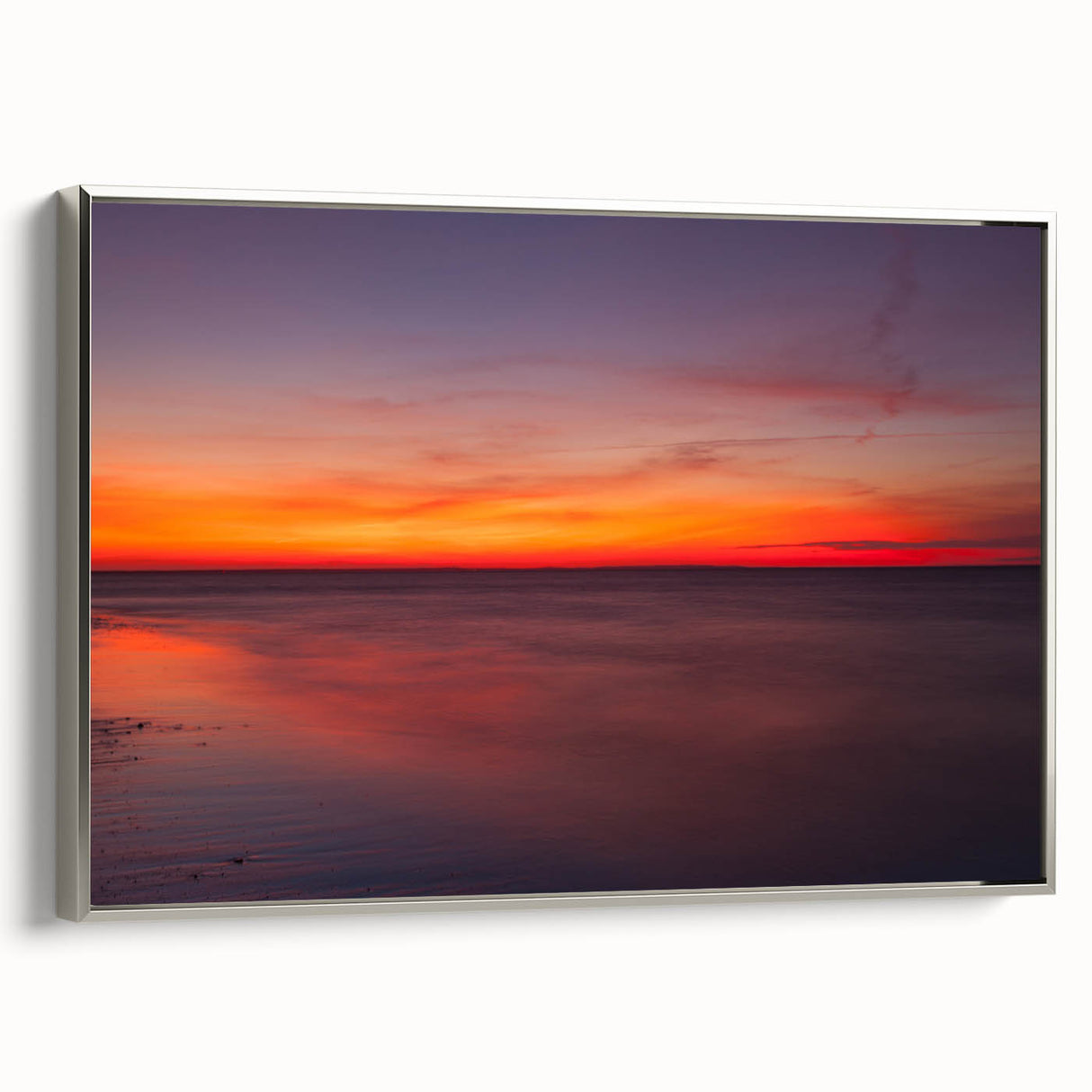 Framed canvas of a vintage-style Massachusetts Cape landscape painting, featuring colorful art on a black background.