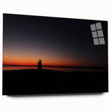 Large abstract wall art of a Massachusetts, Nantucket scenery in muted blue and gray tones on acrylic glass.